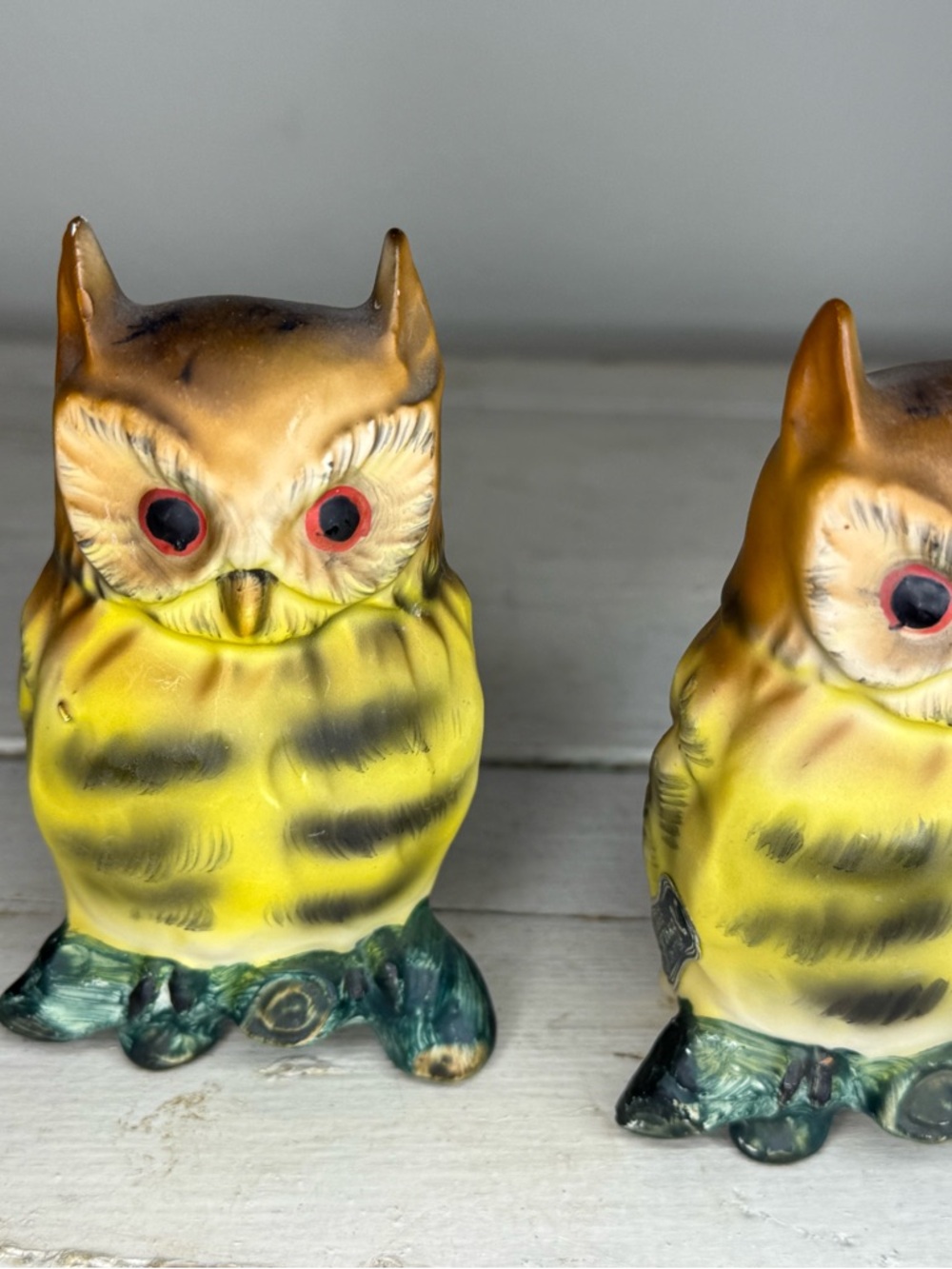 Vintage 1950s MCM Norcrest Japan Owls on a tree Salt & Pepper Shakers H-612